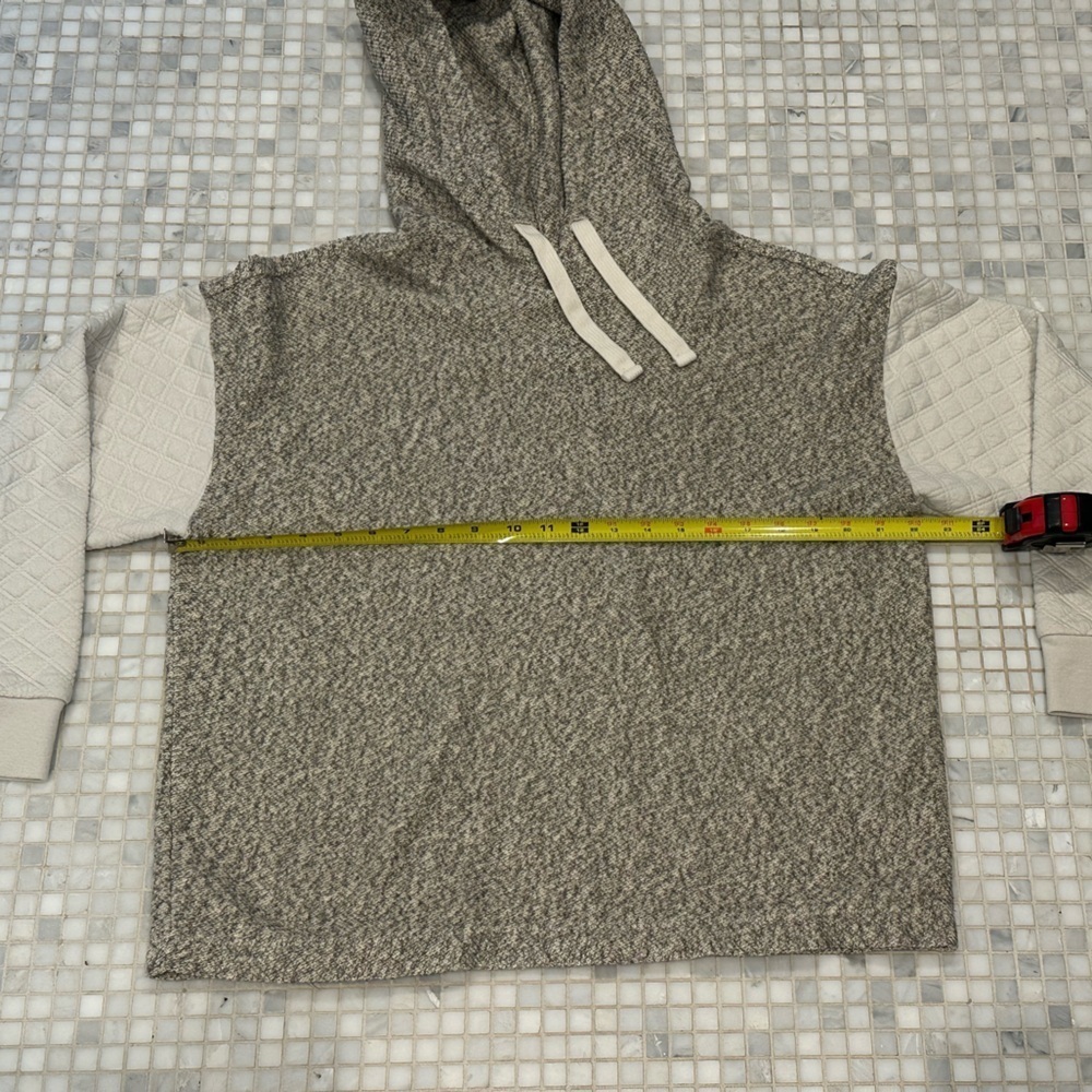 Madewell Quilted Sleeve Ivory Gray Hoodie Sweatshirt - Picture 9 of 14